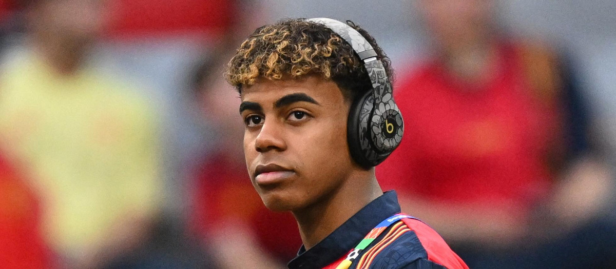 Soccerplayer Lamine Yamal during Spain v France, UEFA European Championship 2024, Semi Final, Football, Munich Football Arena, Munich, Germany - 09 Jul 2024
