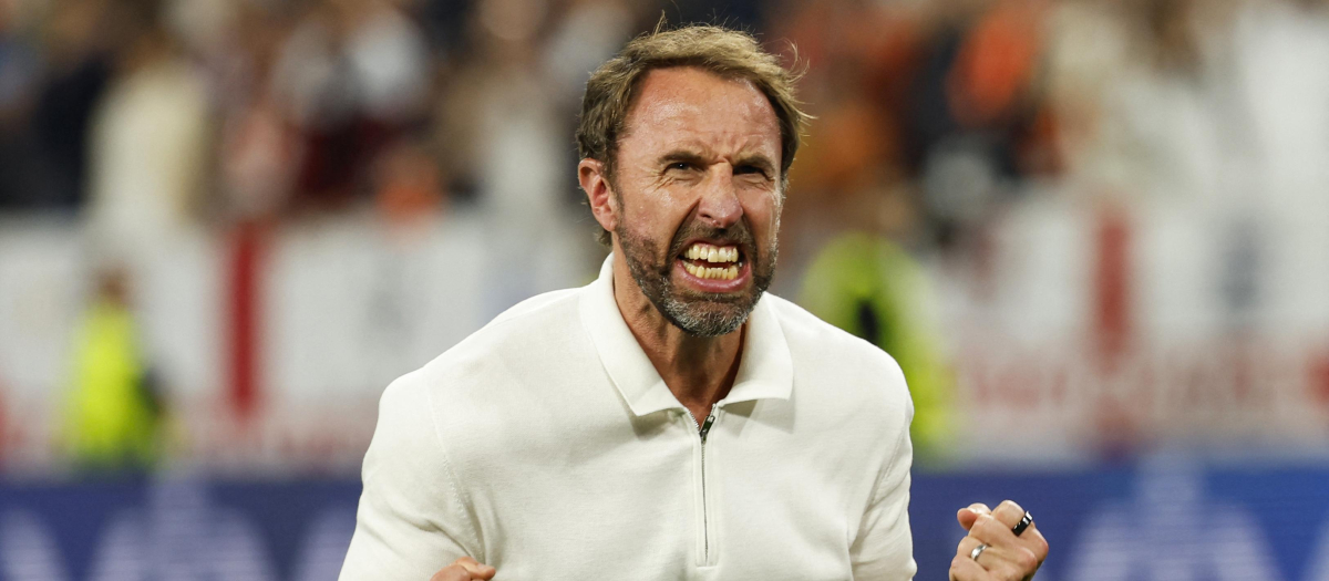 Gareth Southgate celebra la victoria de Inglaterra en semifinales