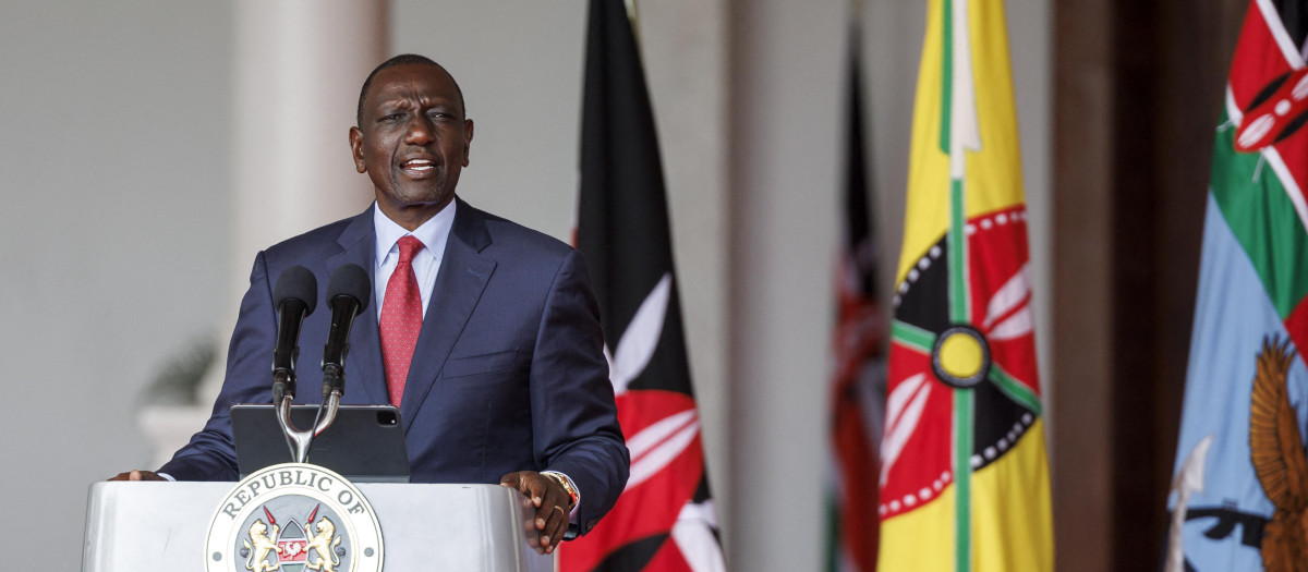 El presidente de Kenia, William Ruto, durante una conferencia de prensa en la Casa del Estado en Nairobi