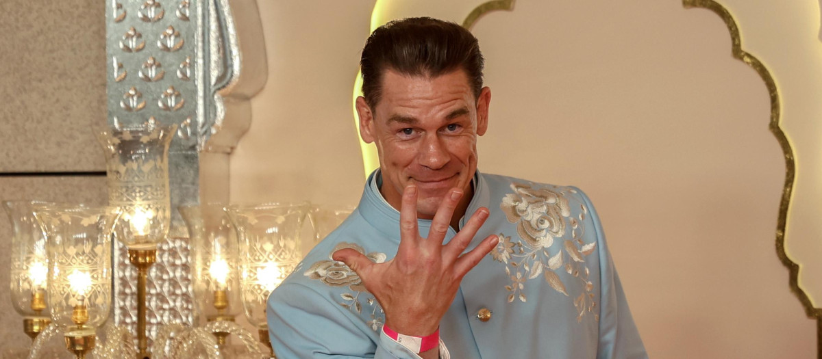 Mumbai (India), 12/07/2024.- US actor John Cena attends Anant Ambani and Radhika Merchant's wedding at JIO World Convention center, in Mumbai, India, 12 July 2024. Various famous global celebrities' have arrived in Mumbai to attend the grand wedding of Reliance Industries chairman Mukesh Ambani's son Anant Ambani and Radhika Merchant on 12 July. EFE/EPA/DIVYAKANT SOLANKI