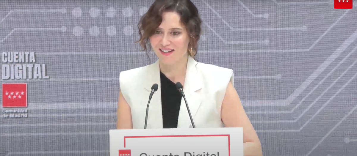Ayuso durante la presentación de Cuenta Digital