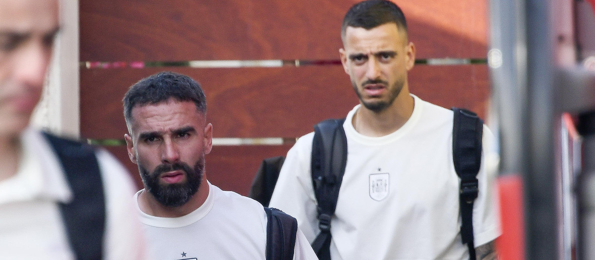 Spanish national soccer team players Dani Carvajal and Joselu arrive in Mallorca, Spain. June 6 2024