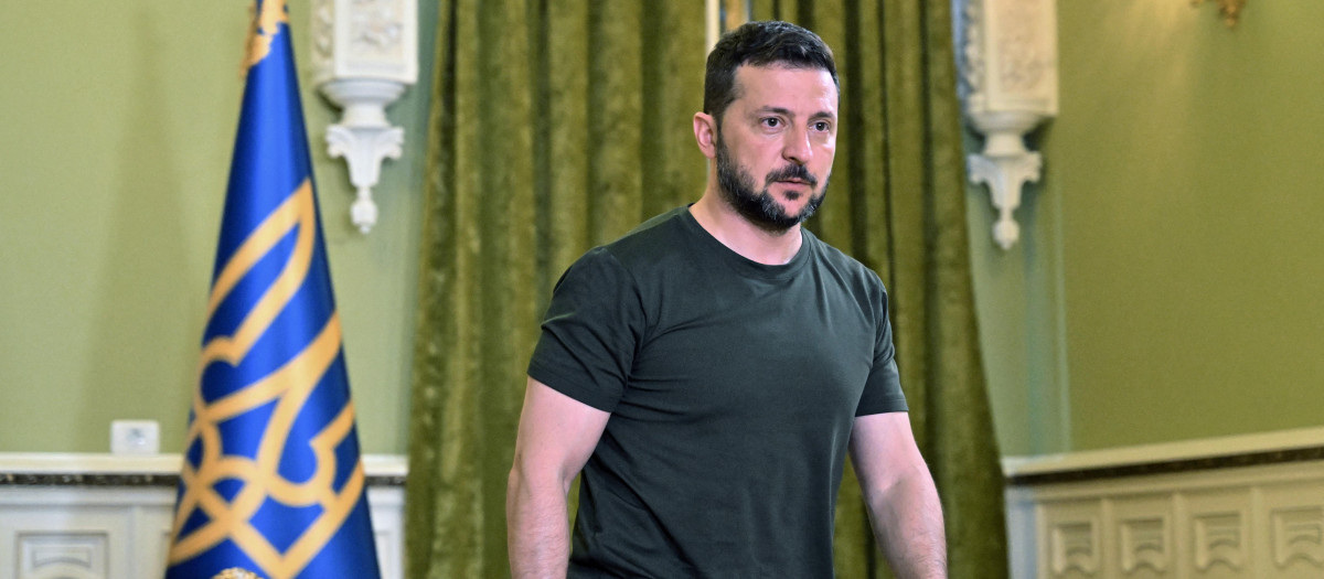 Volodímir Zelenski durante su última conferencia de prensa en Kiev