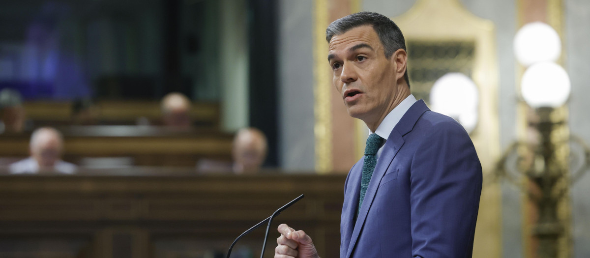 El presidente del Gobierno, Pedro Sánchez, interviene en el Congreso