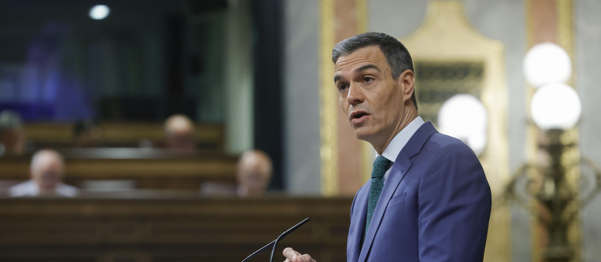 El presidente del Gobierno, Pedro Sánchez, interviene en el Congreso