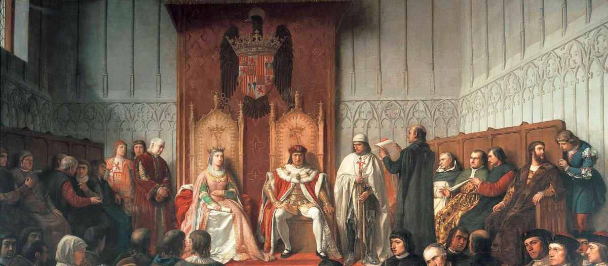 Los Reyes Católicos administrando justicia. Obra de Víctor Manzano y Mejorada