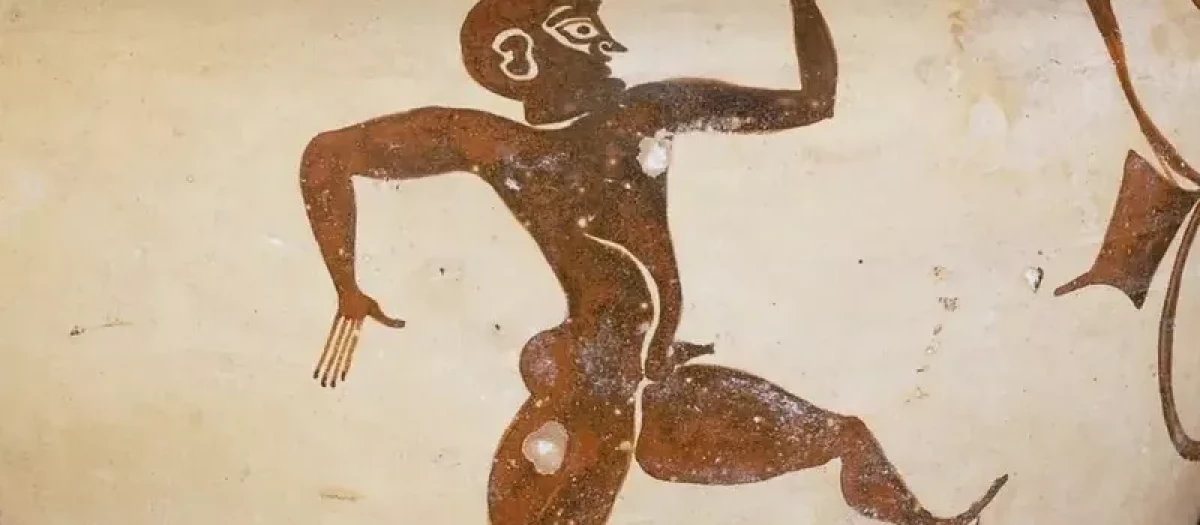 Esta imagen aparece en una ánfora encontrada en Rodas y data del año 500 a.C.