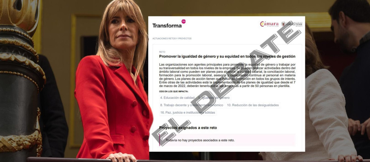 Begoña Gómez junto a un documento de su software