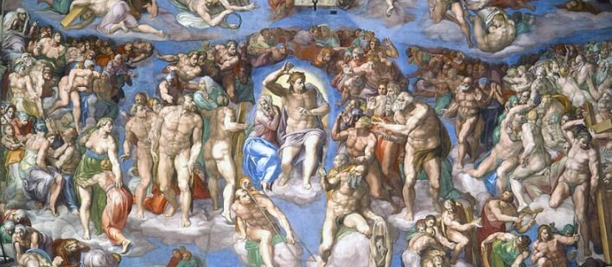 Detalle de El Juicio final de Miguel Ángel en la Capilla Sixtina