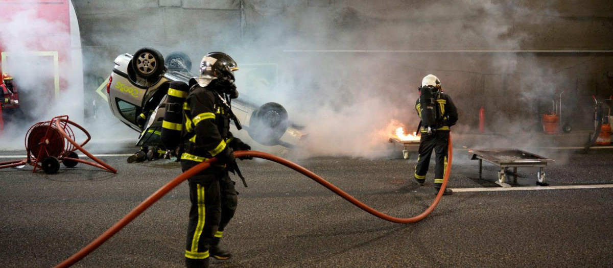 Simulacro en el Túnel de Guadarrama