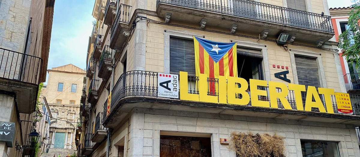 Simbología nacionalista en Gerona, en una imagen de archivo