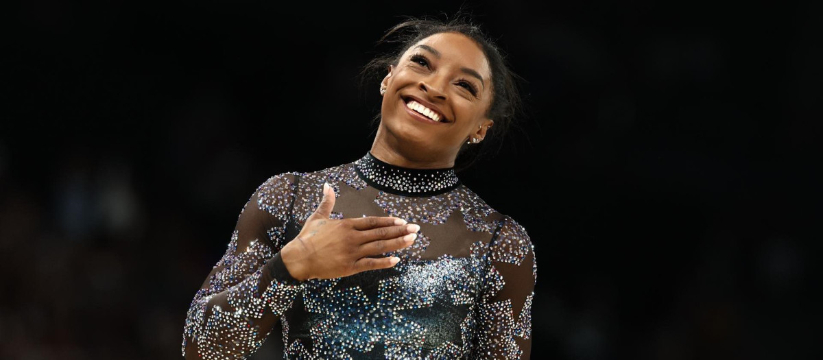 Simone Biles durante su debut en los Juegos de París 2024