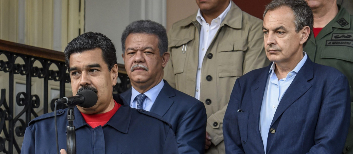 Nicolás Maduro, José Luis Rodríguez Zapatero y el expresidente dominicano Leonel Fernández