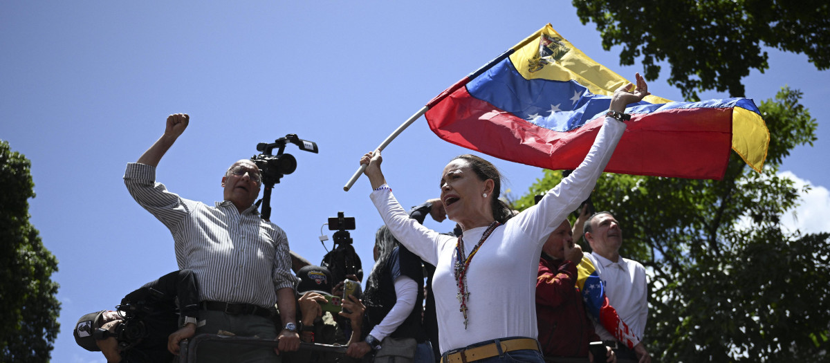 María Corina Machado en su segunda gran manifestación en Caracas