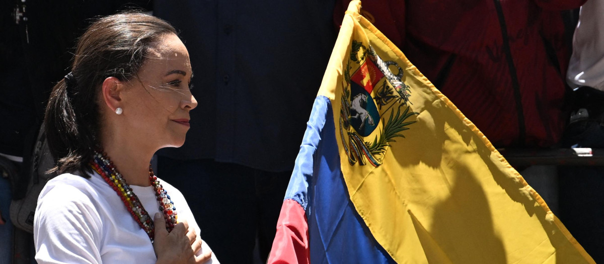 María Corina Machado en su última aparición en la manifestación del 3 de agosto