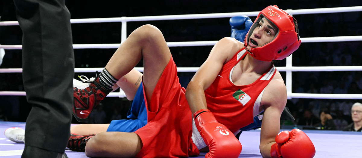 Imane Khelif, durante su segundo combate en los Juegos Olímpicos