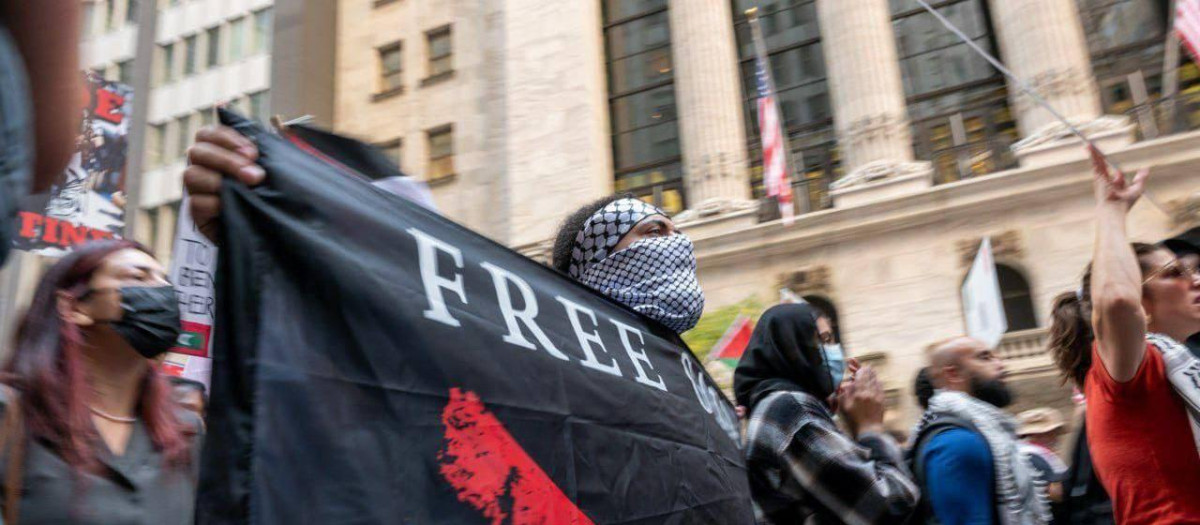 Manifestación pro Palestina celebrada en Nueva York