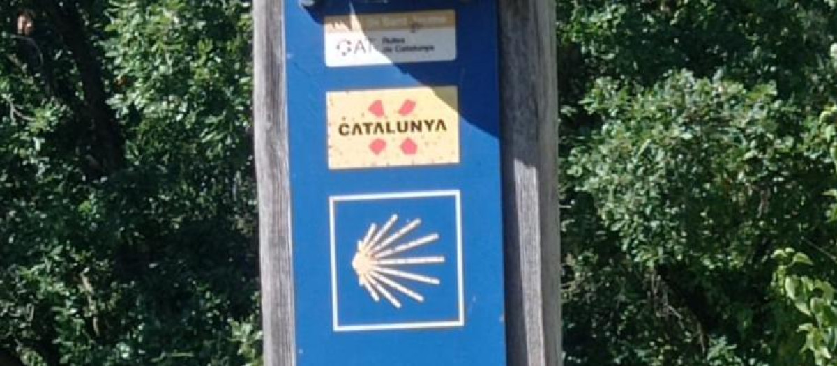 Un letrero del Camino de Sant Jaume, en Cataluña