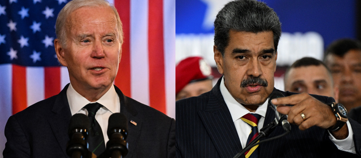 El presidente de EE.UU. Joe Biden y Nicolás Maduro