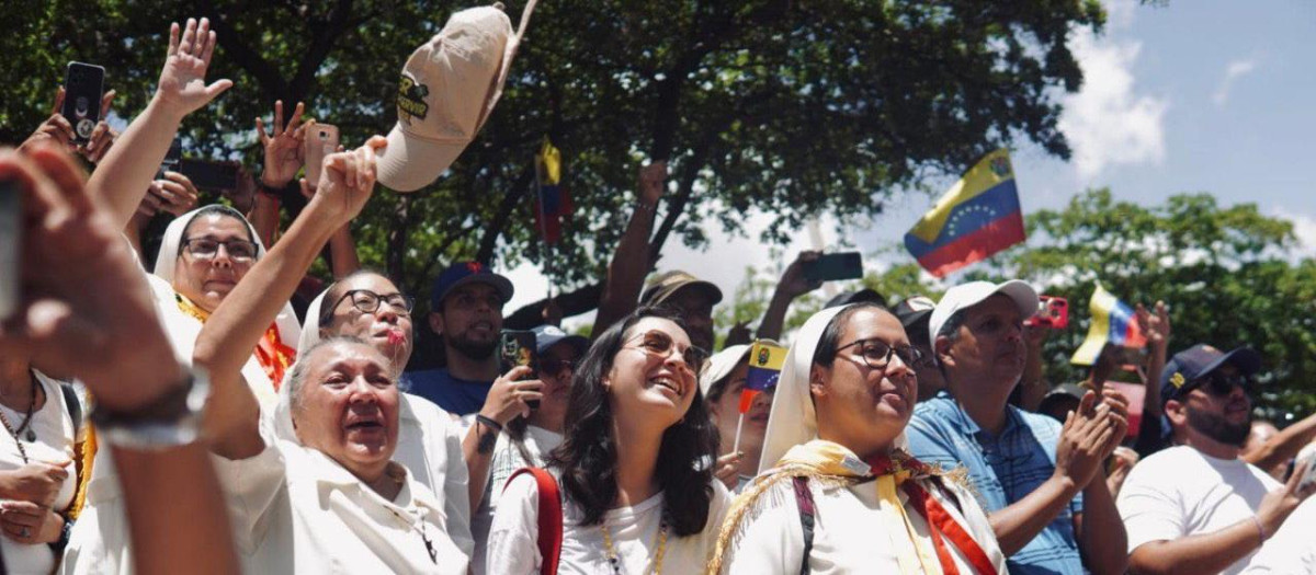 Manifestación en Caracas por la victoria de Edmundo González el 28J
