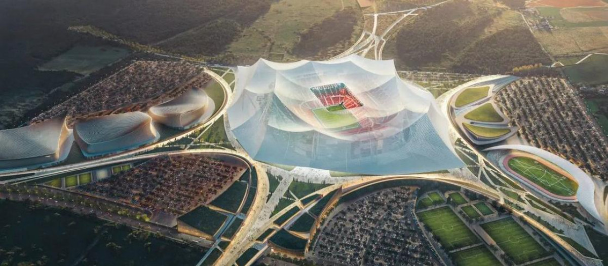 Una imagen del Gran Estadio de Casablanca desde el cielo