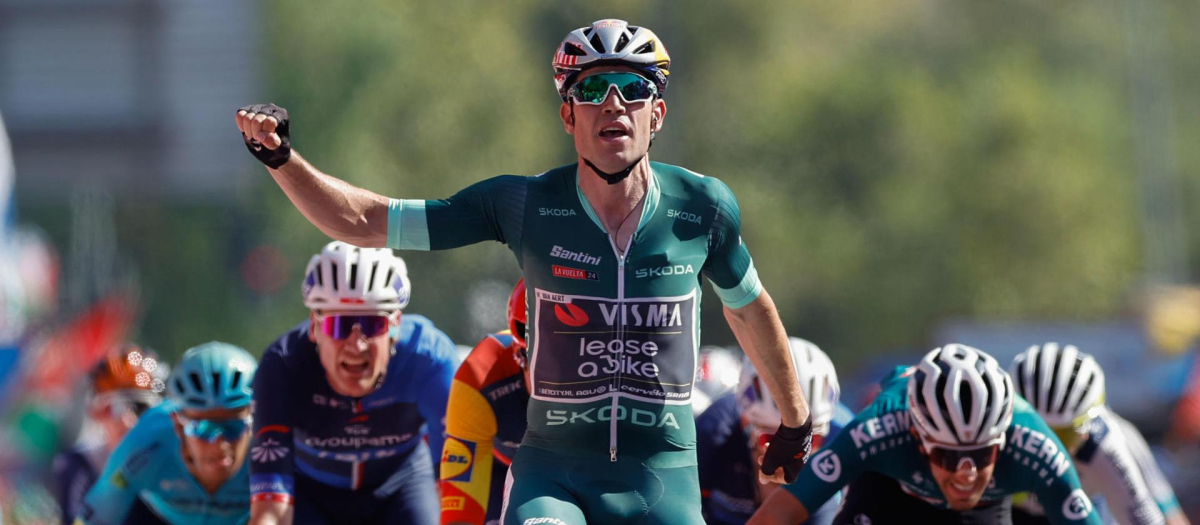 Wout van Aert celebra su segunda victoria de etapa en la Vuelta a España