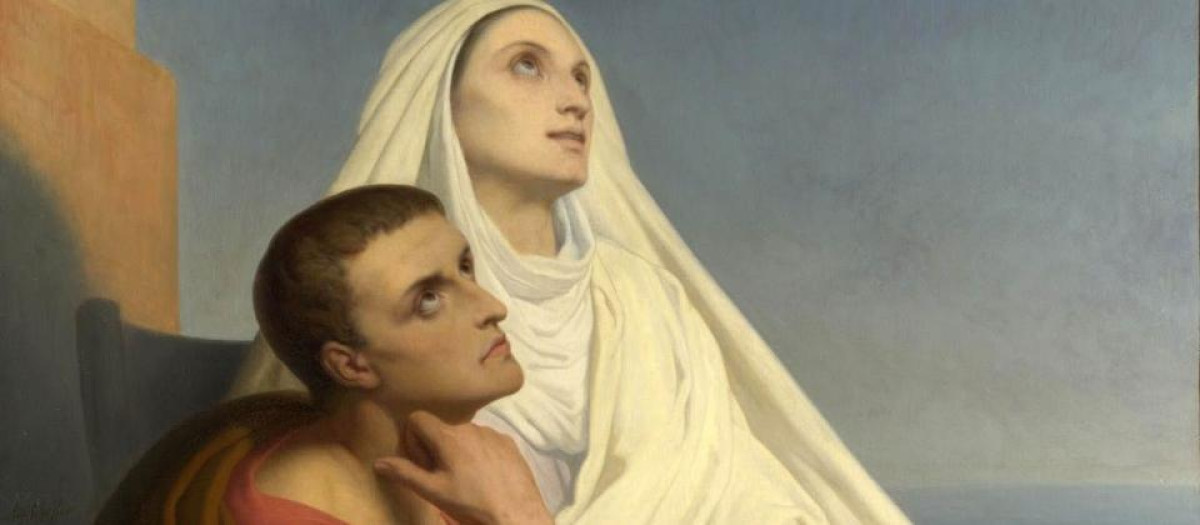 San Agustín con su madre, santa Mónica, quien tantos años rezó por la conversión de su hijo