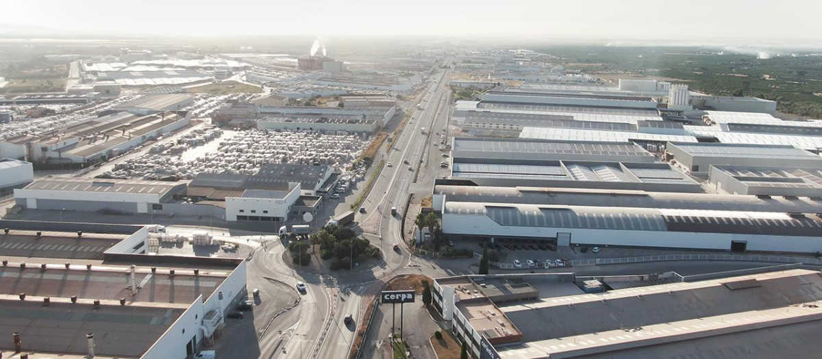 Imagen aérea de Onda Logistic, el parque industrial más grande de la provincia de Castellón