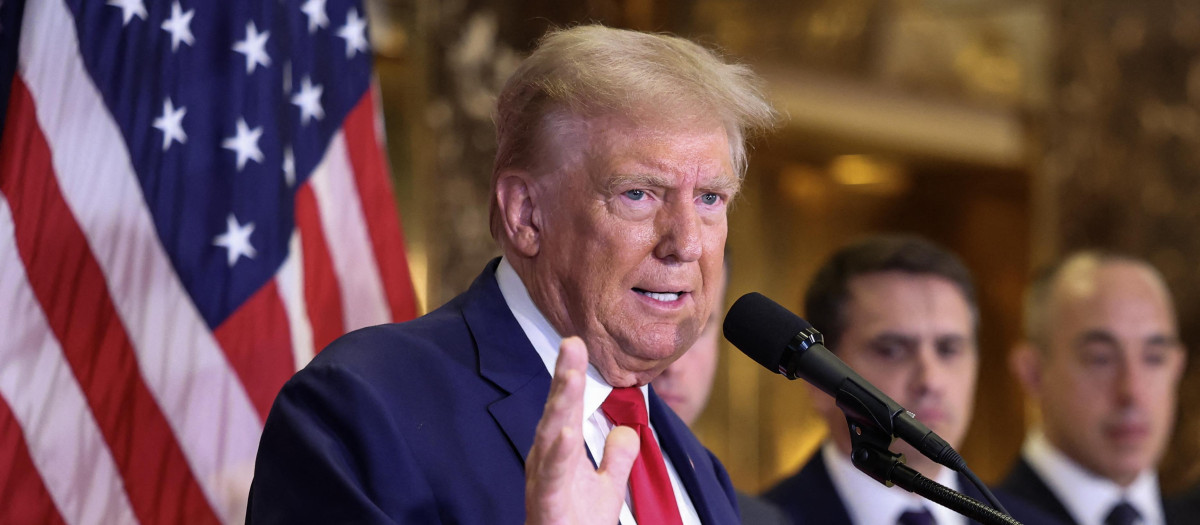 El expresidente de Estados Unidos y candidato republicano, Donald Trump, durante una rueda de prensa en Nueva York