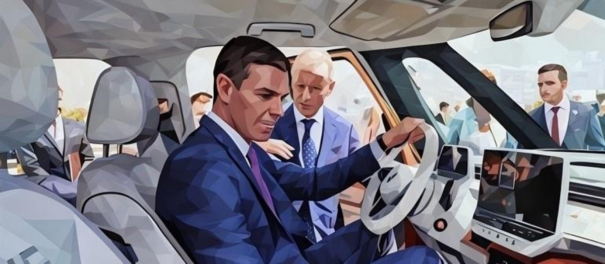 Pedro Sánchez a bordo de un automóvil