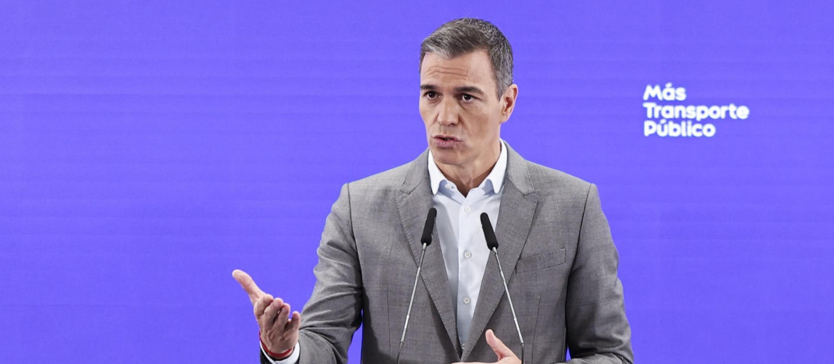El presidente del Gobierno, Pedro Sánchez, presenta la nueva campaña ‘Transporte público, ¿lo pillas?’