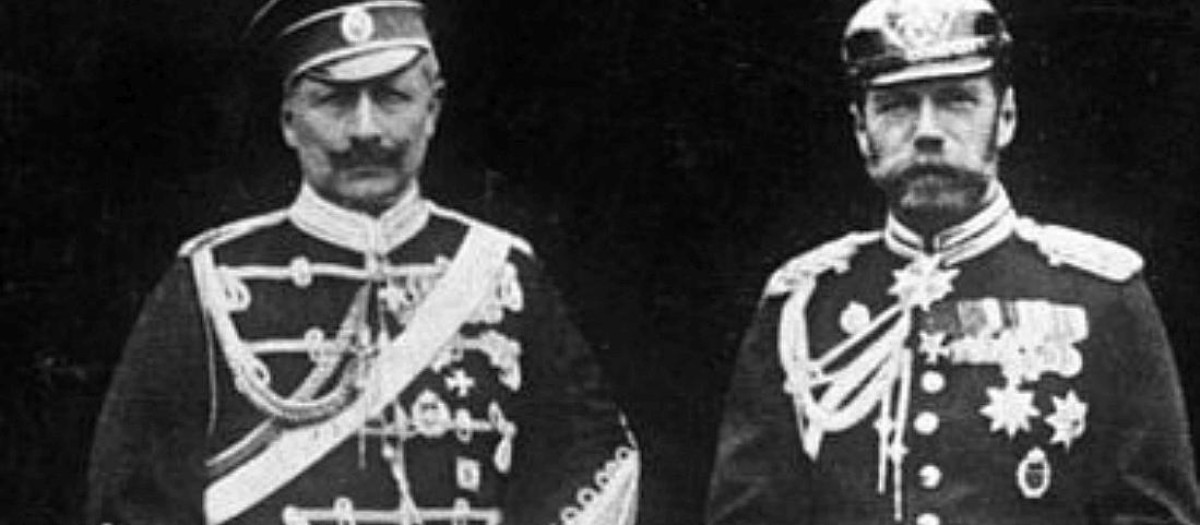 El káiser alemán Guillermo II y el zar ruso Nicolás II, 1905