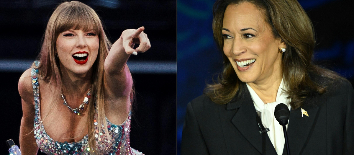 La cantante Taylor Swift y la vicepresidente de EE.UU. y candidata presidencial Kamala Harris