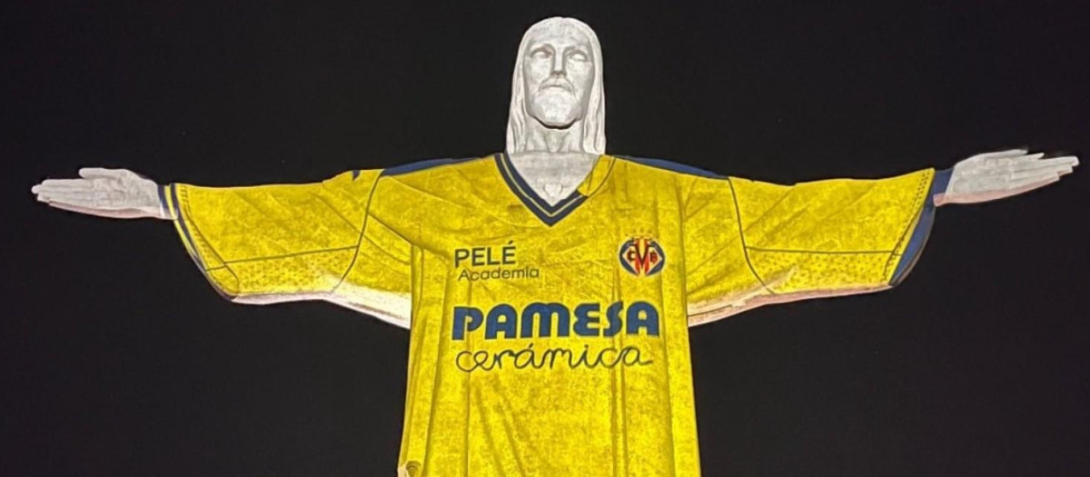 El Cristo Redentor de Río de Janeiro con la camiseta del Villarreal