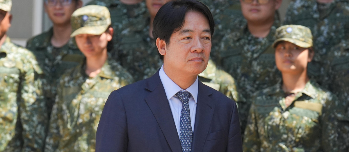 Taiwan President Lai Ching-te inspects military troops at the Air Defence Company, North Camp Area of Dacheng in Penghu Island on September 6, 2024. (Photo by WALID BERRAZEG / AFP)
