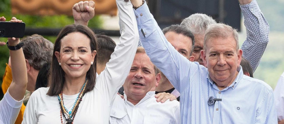 María Corina Machado Edmundo González Urrutia durante una manifestación, en Caracas (Venezuela)