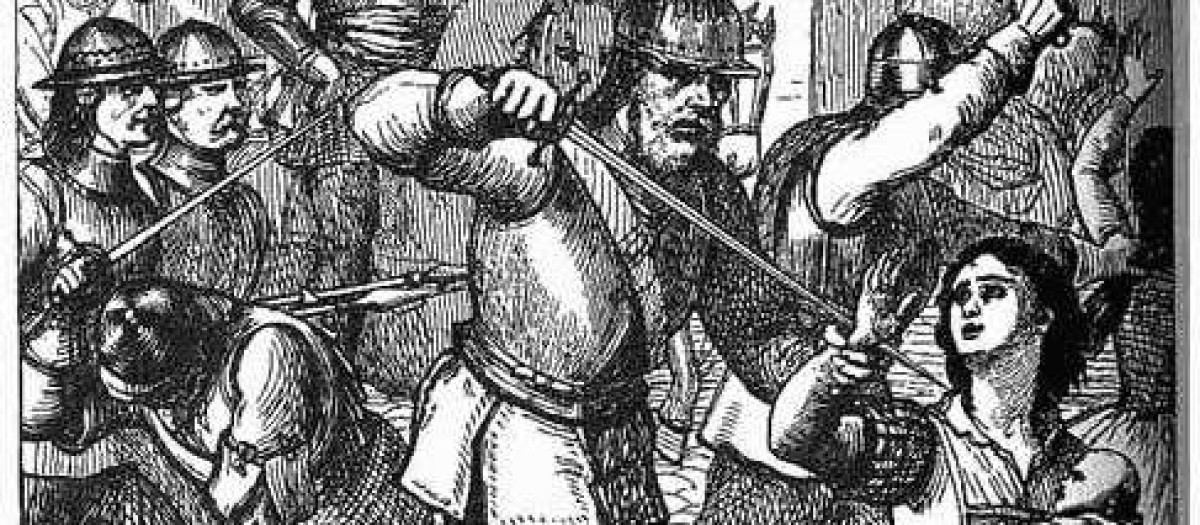Una representación del siglo XIX de la masacre de Drogheda, 1649