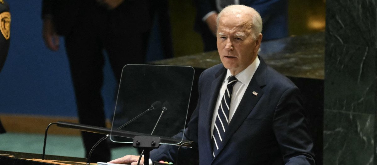El presidente de Estados Unidos, Joe Biden, habla durante la 79.ª sesión de la Asamblea General de las Naciones Unidas(1)