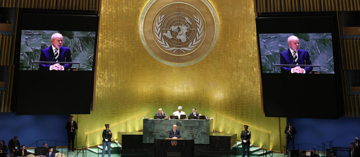 El presidente de Brasil, Luiz Inácio Lula da Silva, habla en la Asamblea General de las Naciones Unidas
