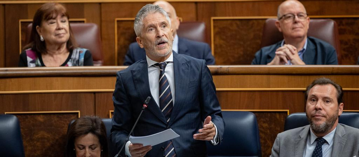 El ministro del Interior, Fernando Grande-Marlaska, en la última sesión de control