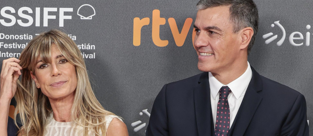President Pedro Sánchez and  Begoña Gómez Fernández at photocall for premiere film "La habitación de al lado" during the 72nd San Sebastian Film Festival in San Sebastian, Spain, on Thursday 26 September, 2024.