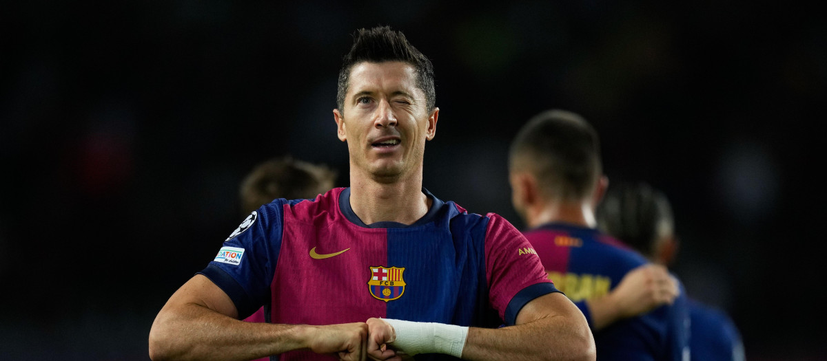 Robert Lewandowski celebra uno de los goles anotados frente al Young Boys el pasado martes