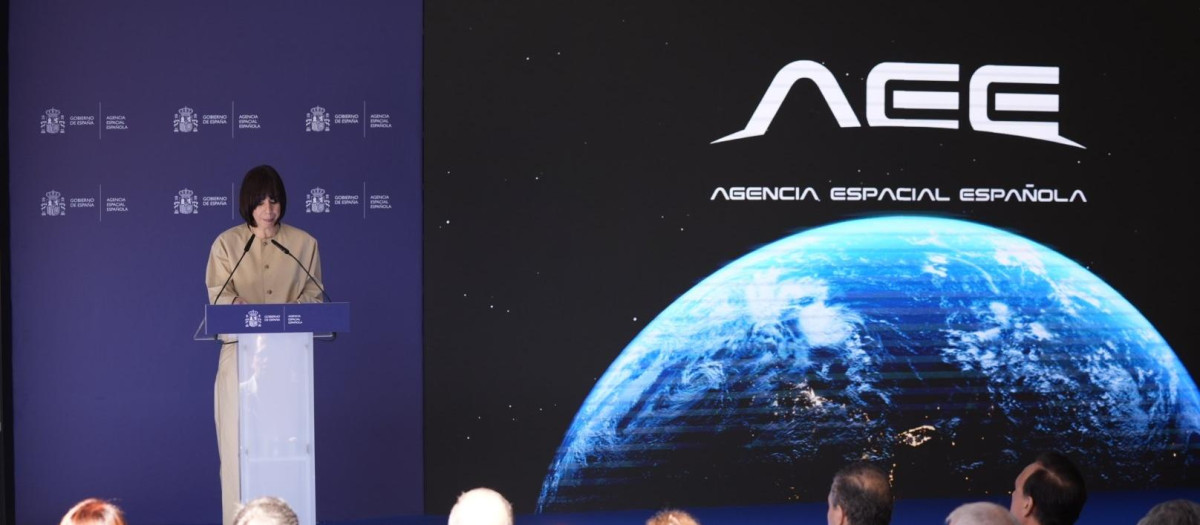 La ministra Diana Morant en el estreno del logotipo de la Agencia Espacial Española