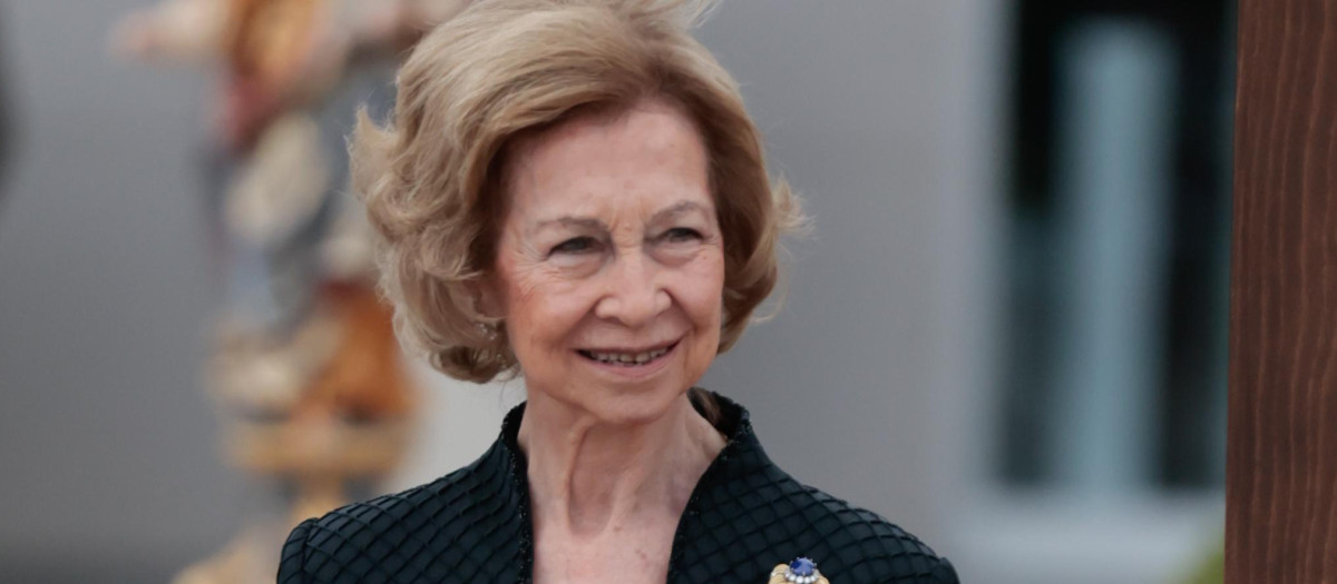 Spanish Emeritus Queen Sofia attending 19 anniversary of Unidad Militar de Emergencias in Madrid on Monday, 7 October 2024.
