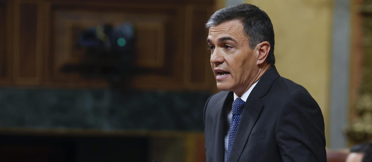 El presidente del Gobierno, Pedro Sánchez, durante el pleno celebrado este miércoles
