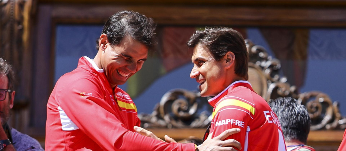 Rafael Nadal y David Ferrer, durante la Copa Davis 2018