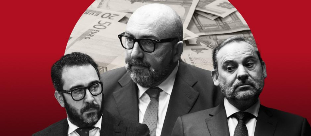 Montaje de Víctor de Aldama, Koldo García y José Luis Ábalos