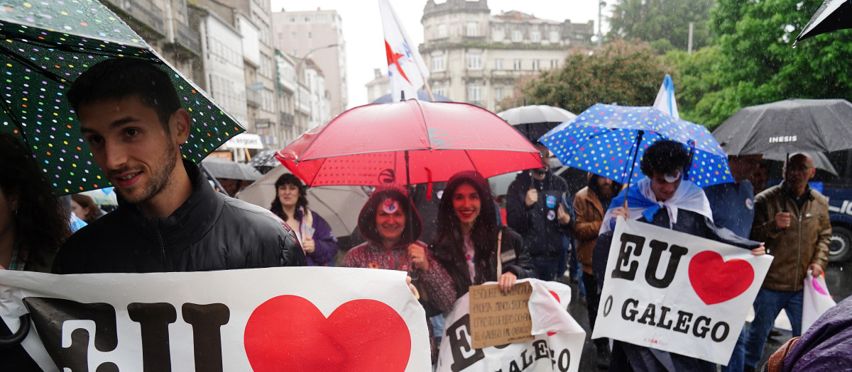 Una manifestación en defensa del idioma gallego