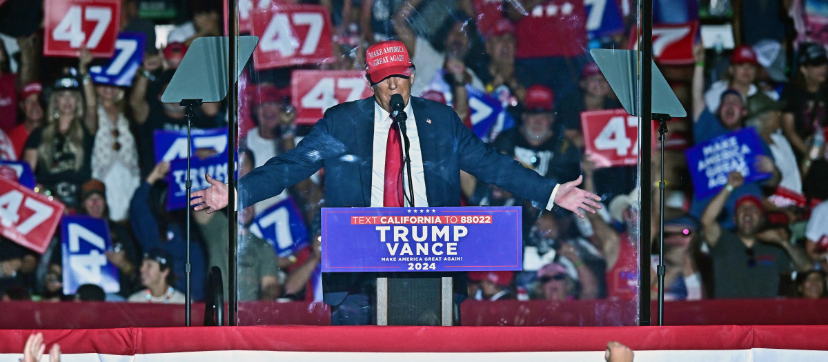 El expresidente de Estados Unidos, Donald Trump, durante un mitin en Coachella (California)