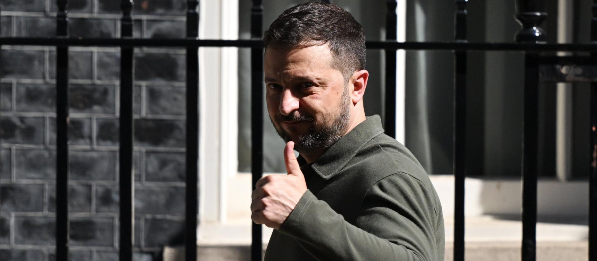 El presidente de Ucrania, Volodímir Zelenski, durante una reunión en Downing Street